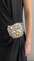 Oscar de la Renta Black Sleeveless Crystal Embellished Gown - L / XL