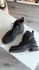 Proenza Schouler Black Leather Combat Boots - 40