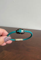 Bvlgari Turquoise Green Serpenti Snake Woven Leather Bracelet