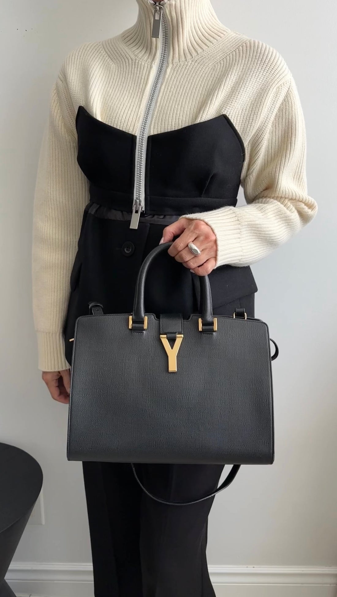 Leather Handbag Saint Laurent Cabas Y Bag Yves Saint Laurent Y