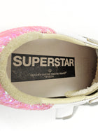 Golden Goose Superstar White Distressed Low Top Pink Glitter Sneakers - 36
