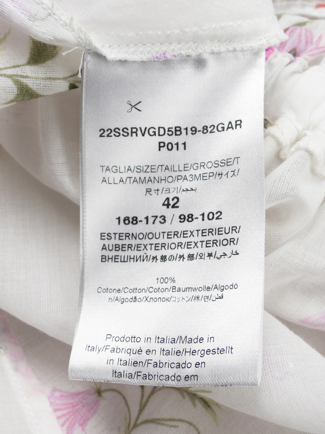 Giambattista Valli White Pink Floral Cotton Logo Tie Babydoll Dress - 42
