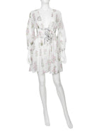 Giambattista Valli White Pink Floral Cotton Logo Tie Babydoll Dress - 42