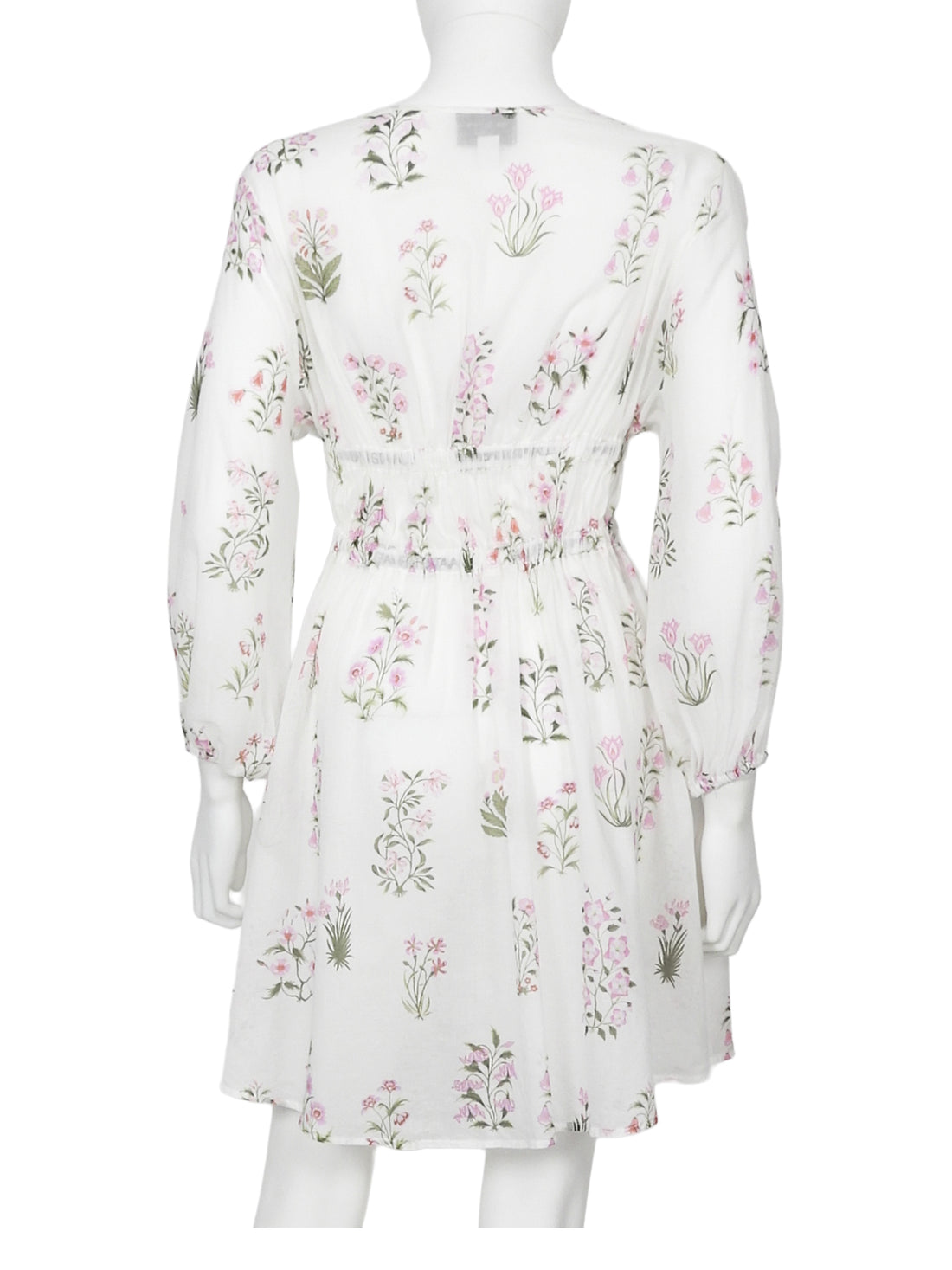 Giambattista Valli White Pink Floral Cotton Logo Tie Babydoll Dress - 42