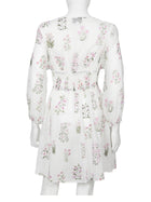 Giambattista Valli White Pink Floral Cotton Logo Tie Babydoll Dress - 42