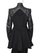 Gareth Pugh Black Alpaca and Leather Flare Zip Coat - US 10