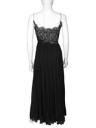 Giambattista Valli Black Flat Pleat Illusion Lace Strappy Gown -  IT 44 / 8 / M