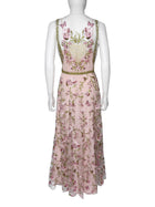 Giambattista Valli Pink green Flora Mesh Embroidered Silk Heart Gown - IT 42 / 6