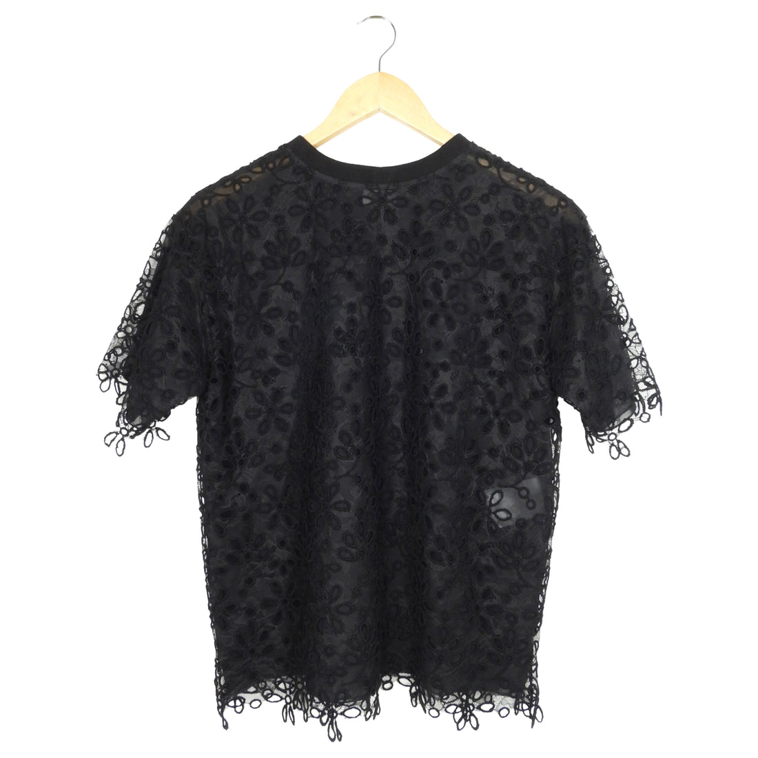 Giambattista Valli Black Floral Lace T-Shirt - S