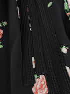 Giambattista Valli Black Floral Print Silk Chiffon Belted Gown - 42