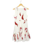 Giambattista Valli Ivory and Red Floral Silk Tank Sleeve Midi Dress - 42