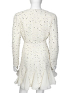 Giambattista Valli Ivory Dotted Tweed V Neck Flounce Dress -IT 44 / US 8