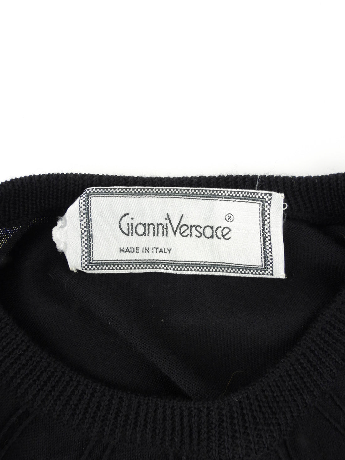 Gianni Versace Vintage Black Wool Blend Embroidered Knit