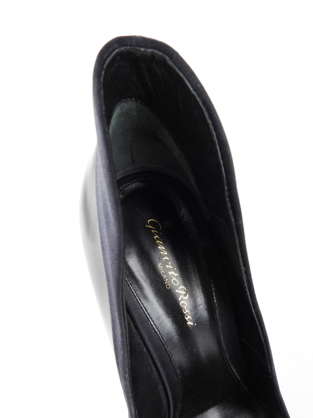 Gianvito Rossi Black Patent Leather and Satin Stiletto Heel Pump - 41