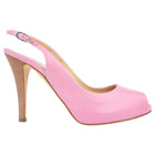 Giuseppe Zanotti Design Pink Goatskin Leather Slingback Peep Toe Plato Sandals - 38.5