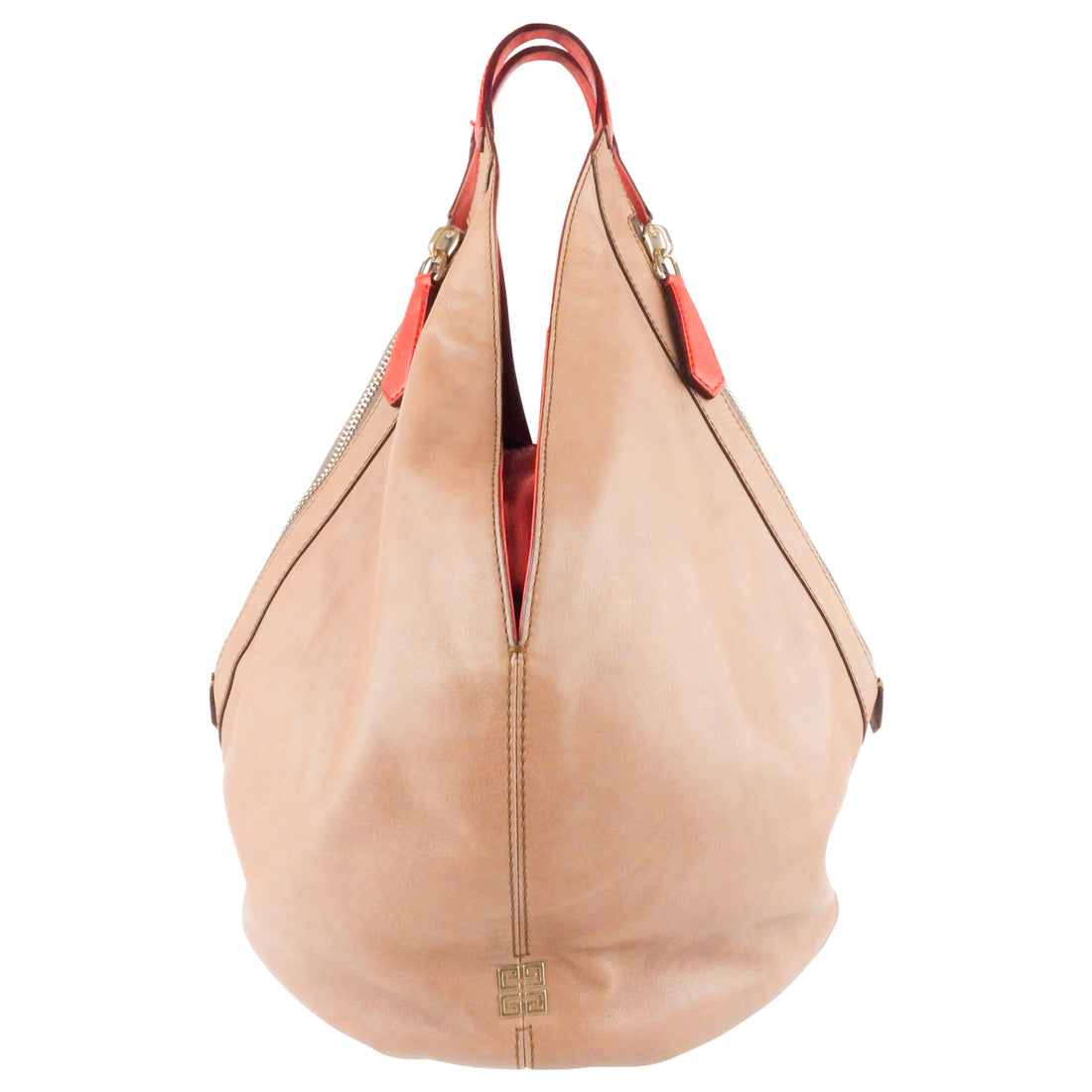 Givenchy Beige and Red Leather Tinhan Hobo Bag