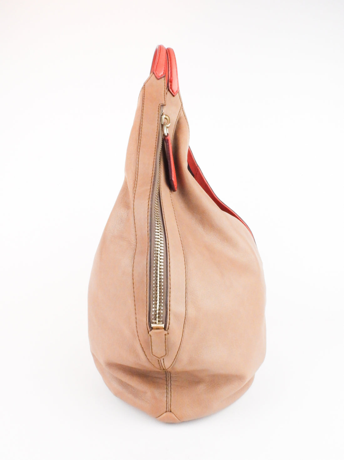Givenchy Beige and Red Leather Tinhan Hobo Bag