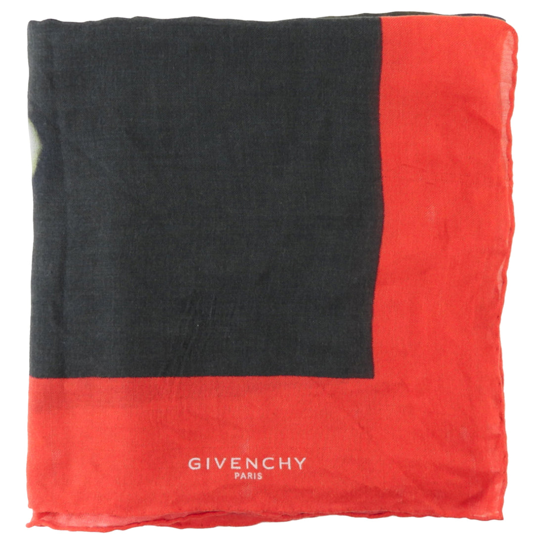 Givenchy Red and Black Skull Print Cotton Scarf