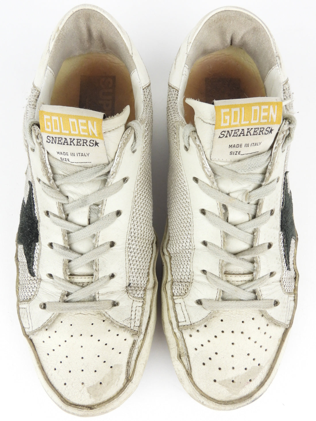 Golden Goose Off-White Leather and Mesh Superstar Low Top Sneakers - 38 EU | 8 US