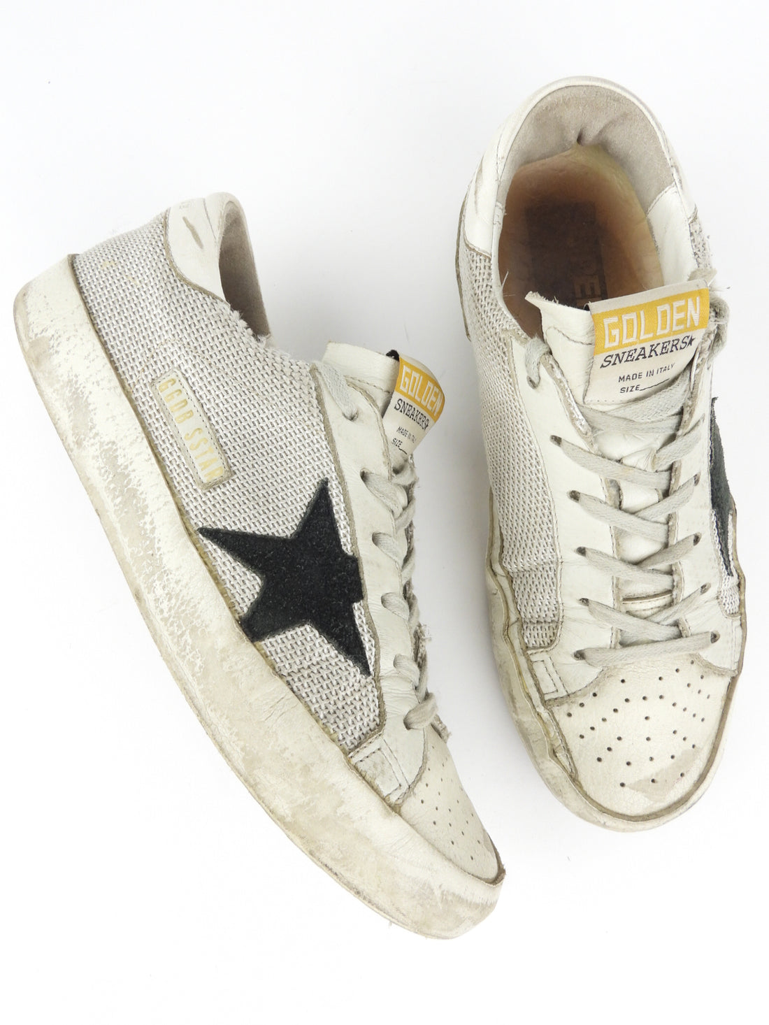 Golden Goose Off-White Leather and Mesh Superstar Low Top Sneakers - 38 EU | 8 US
