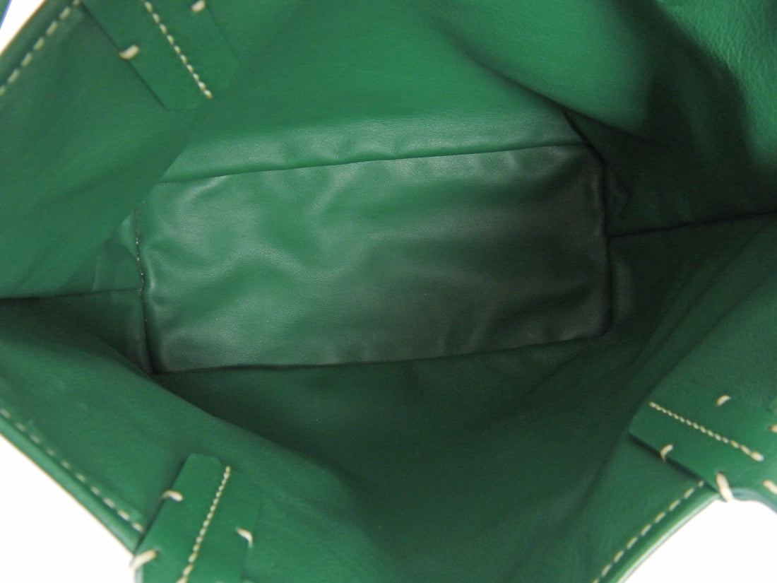 Goyard Green Leather and Goyardine Coated Canvas Reversible Mini Anjou Tote with Pouch