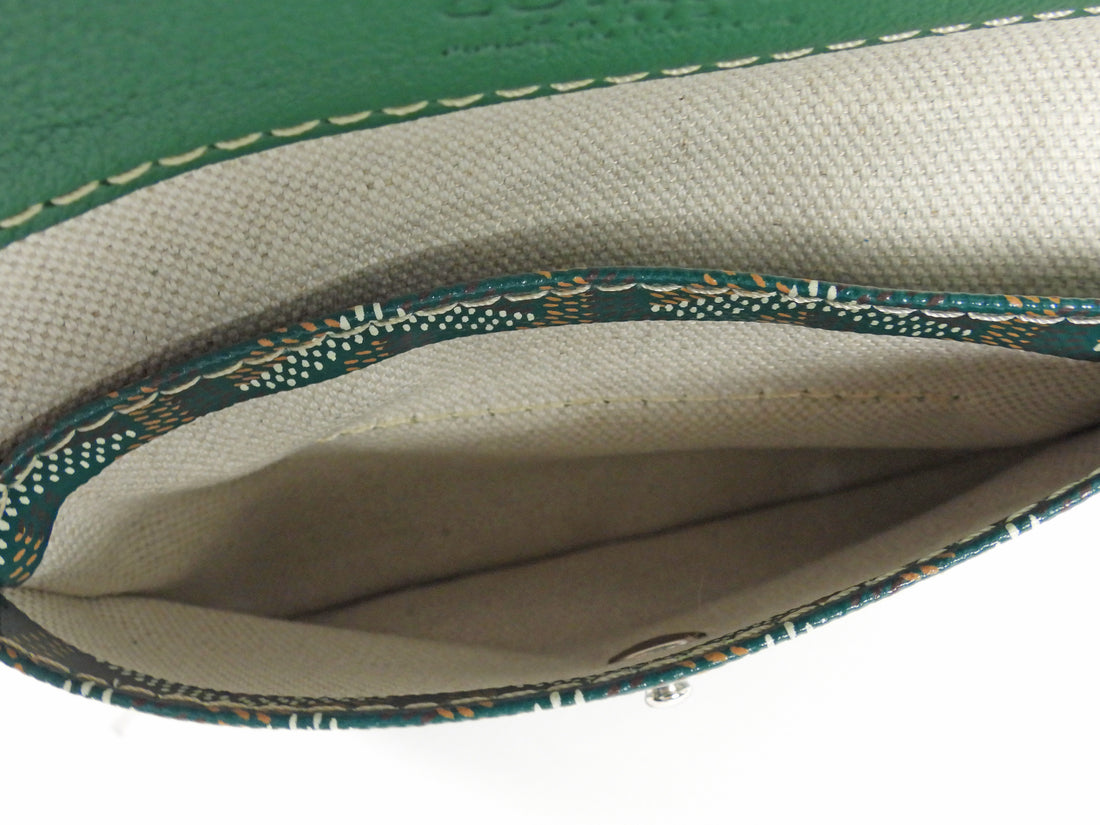 Goyard Green Leather and Goyardine Coated Canvas Reversible Mini Anjou Tote with Pouch