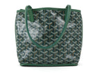 Goyard Green Leather and Goyardine Coated Canvas Reversible Mini Anjou Tote with Pouch