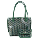 Goyard Green Leather and Goyardine Coated Canvas Reversible Mini Anjou Tote with Pouch