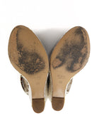 Gucci White Beige Monogram Canvas Rope Wedge Sandals - 36