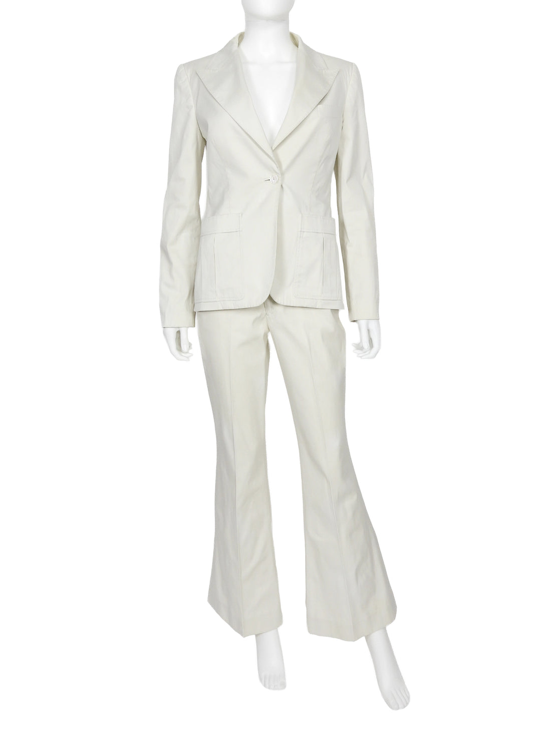 Gucci Khaki Beige 2004 Vintage Single Button Two Piece Pant Suit - 44 / 42