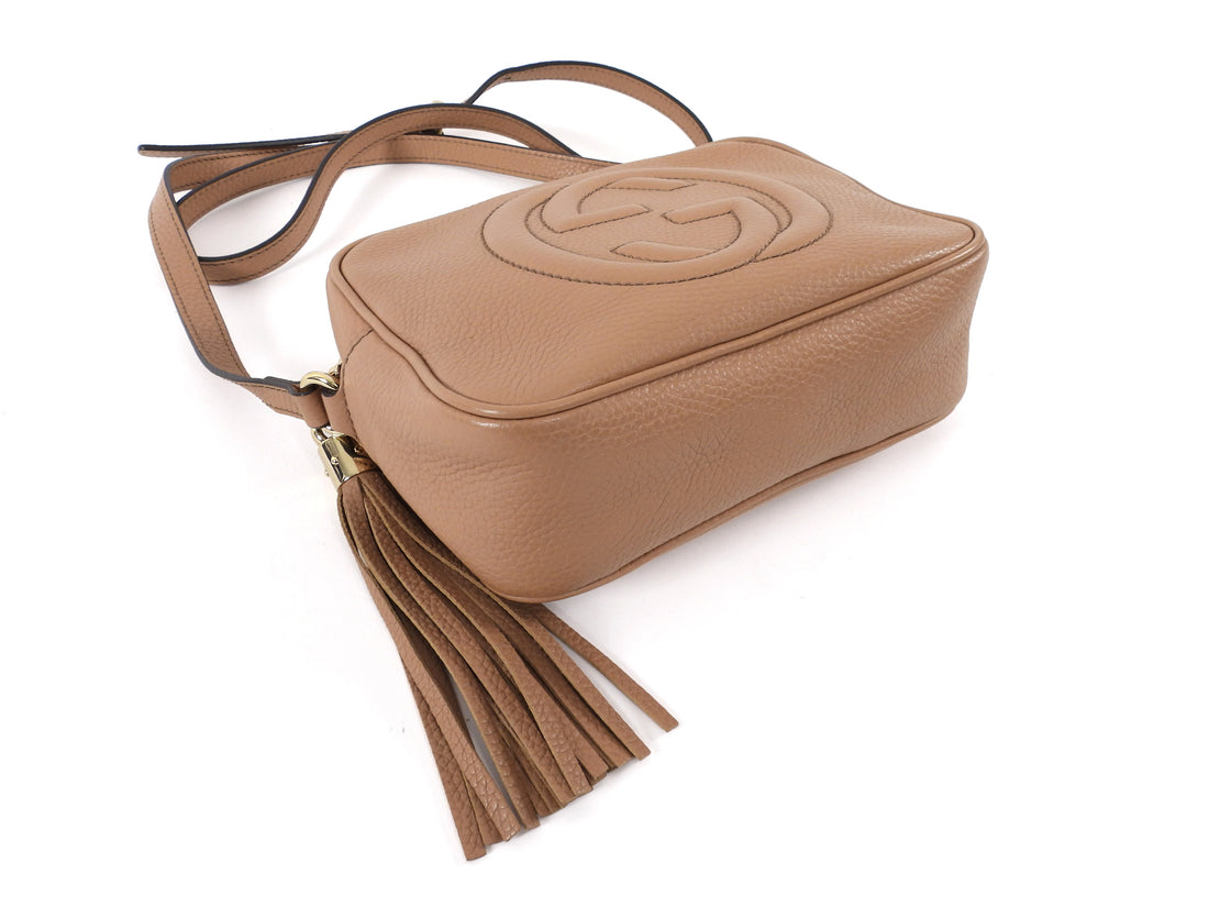 Gucci Beige Leather Interlocking GG Soho Disco Crossbody Bag