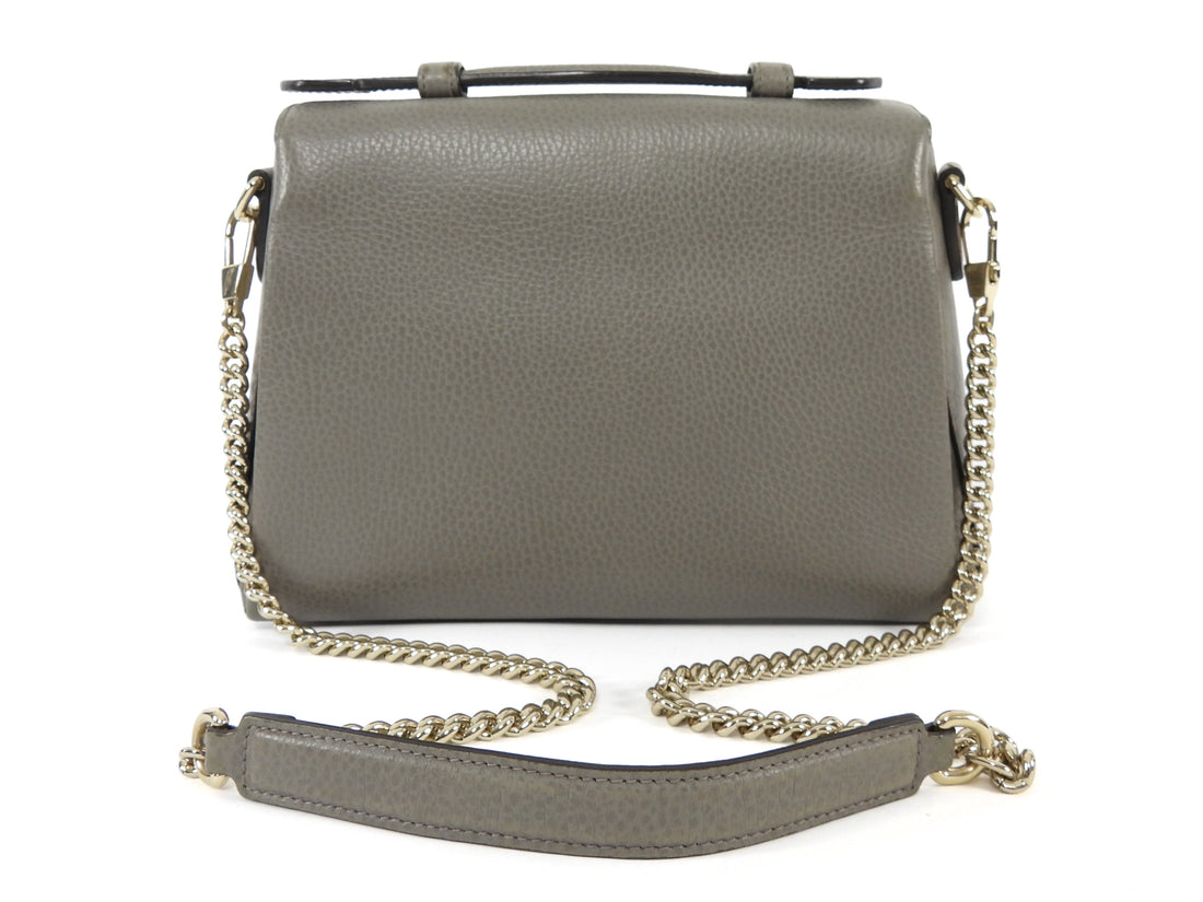 Gucci Grey Calfskin Dollar Interlocking GG Top Handle Chain Shoulder Bag
