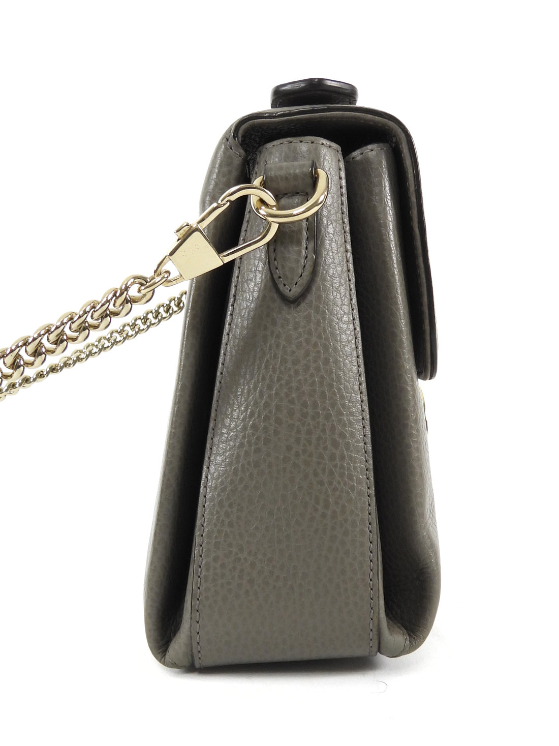 Gucci Grey Calfskin Dollar Interlocking GG Top Handle Chain Shoulder Bag