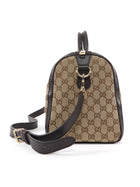 Gucci Beige Red Green GG Supreme Monogram Canvas Web Medium Boston Bag