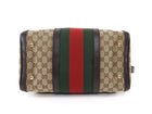 Gucci Beige Red Green GG Supreme Monogram Canvas Web Medium Boston Bag