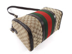 Gucci Beige Red Green GG Supreme Monogram Canvas Web Medium Boston Bag