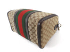 Gucci Beige Red Green GG Supreme Monogram Canvas Web Medium Boston Bag