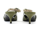 Gucci Green Patent Chain Slingback Pointed Kitten Heels - 39.5