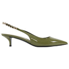 Gucci Green Patent Chain Slingback Pointed Kitten Heels - 39.5