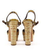 Gucci Yellow Python Stacked Wood Platform Block Heel Sandals - 36