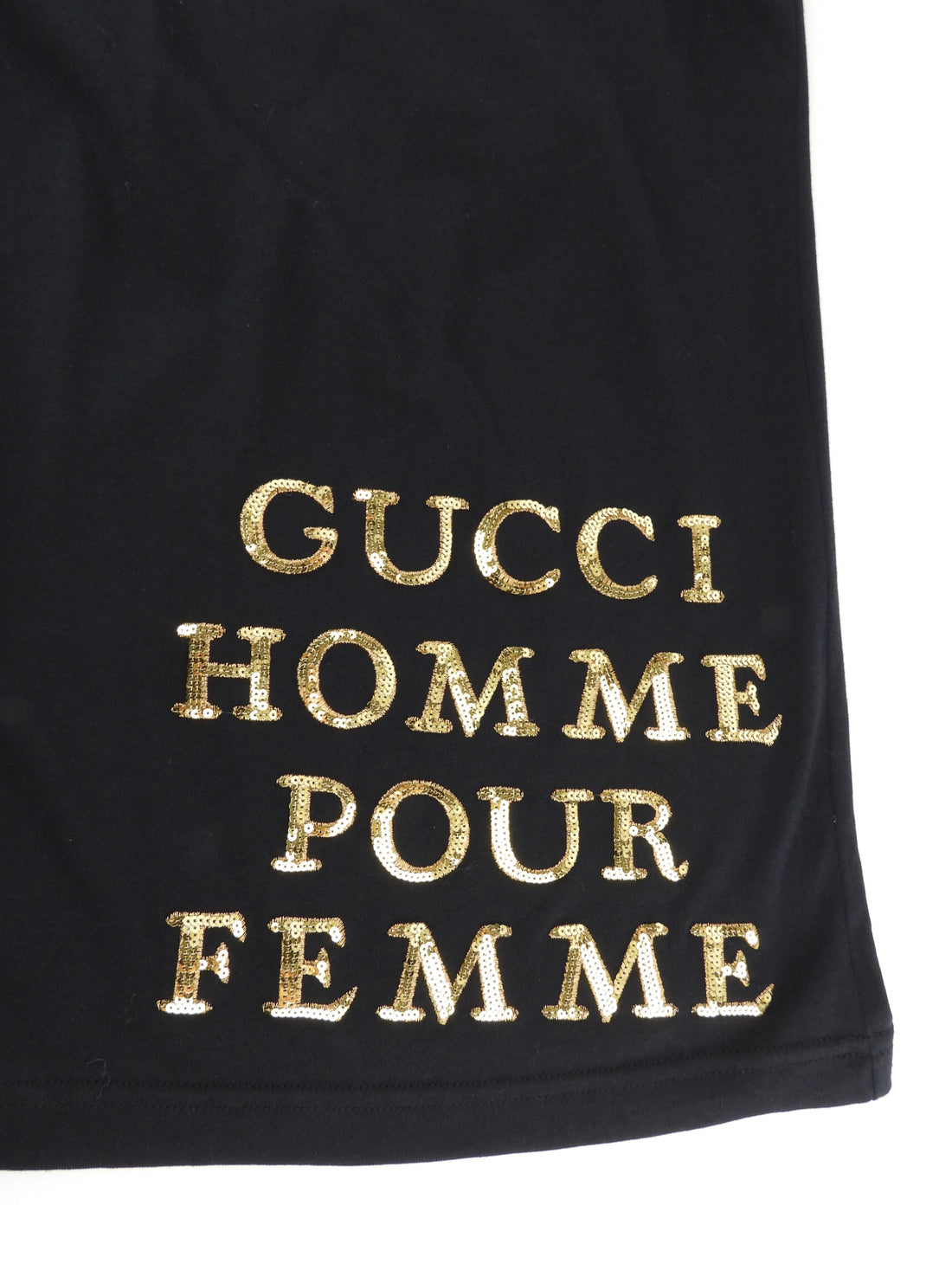Gucci Black Cotton Gold Sequin Embellished T-Shirt Dress