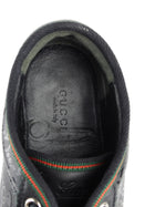 Gucci Black Supreme Monogram and Leather Web Trim Lace Up Sneakers - 37.5