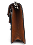 Gucci GG Monogram Denim and Brown Leather Mini Dionysus Chain Flap Crossbody Shoulder Bag
