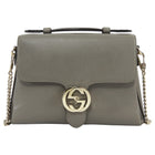 Gucci Grey Calfskin Dollar Interlocking GG Top Handle Chain Shoulder Bag