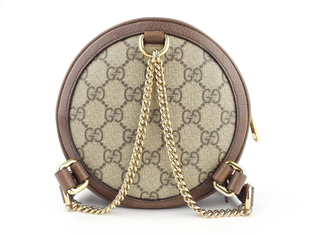 Gucci Ophidia GG Supreme Canvas and Web Mini Round Chain Backpack