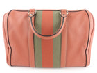Gucci Pink Leather and Vintage Web Detail Two Way Boston Bag