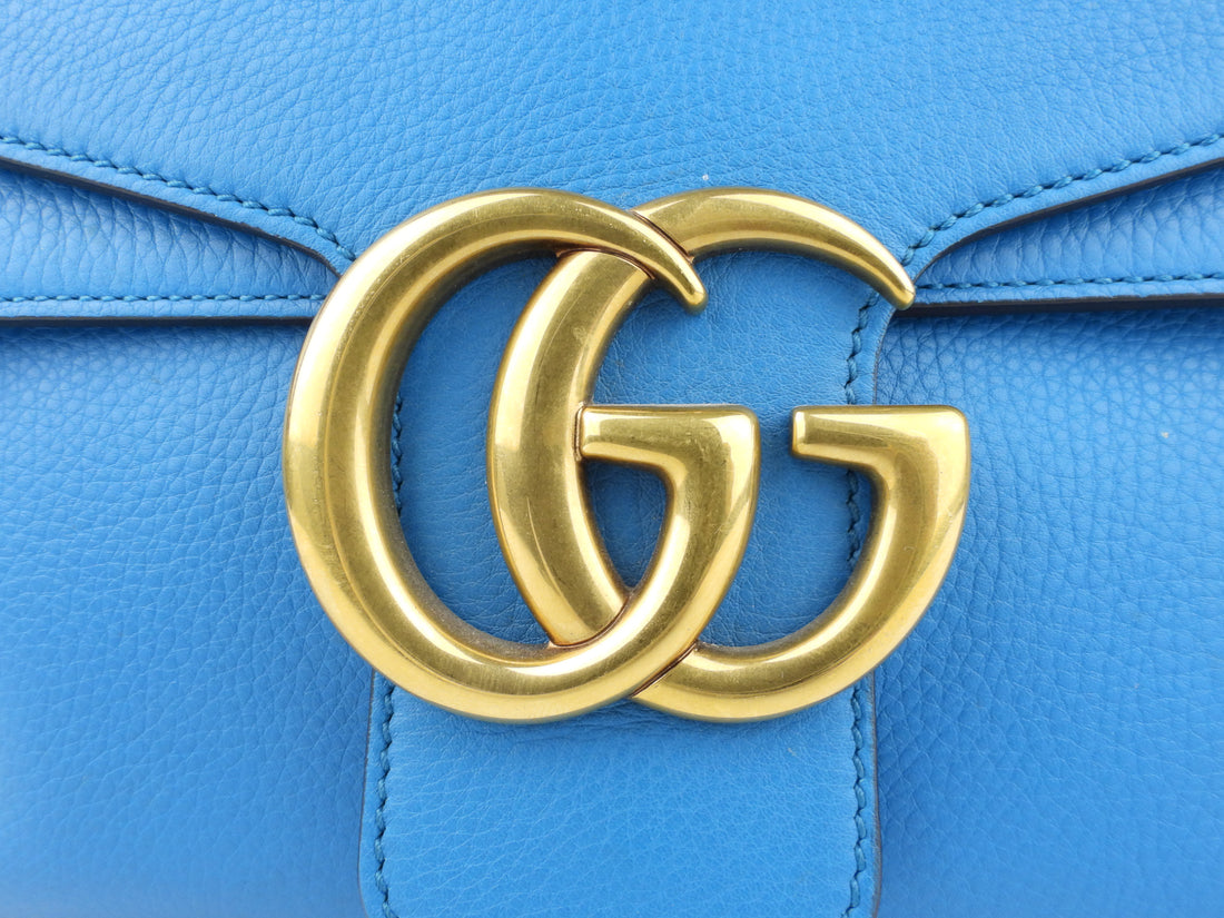 Gucci Turquoise Blue Calfskin Leather Marmont Shoulder Bag