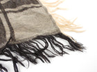 Gucci Vintage Brown Monogram Wool-Silk Blend and Fox Fur Trim Shawl Scarf