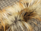 Gucci Vintage Brown Monogram Wool-Silk Blend and Fox Fur Trim Shawl Scarf