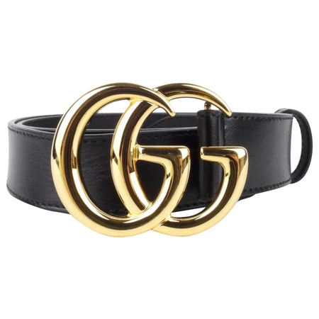 Gucci Black Leather GG Marmont Logo Belt – 80 / 32